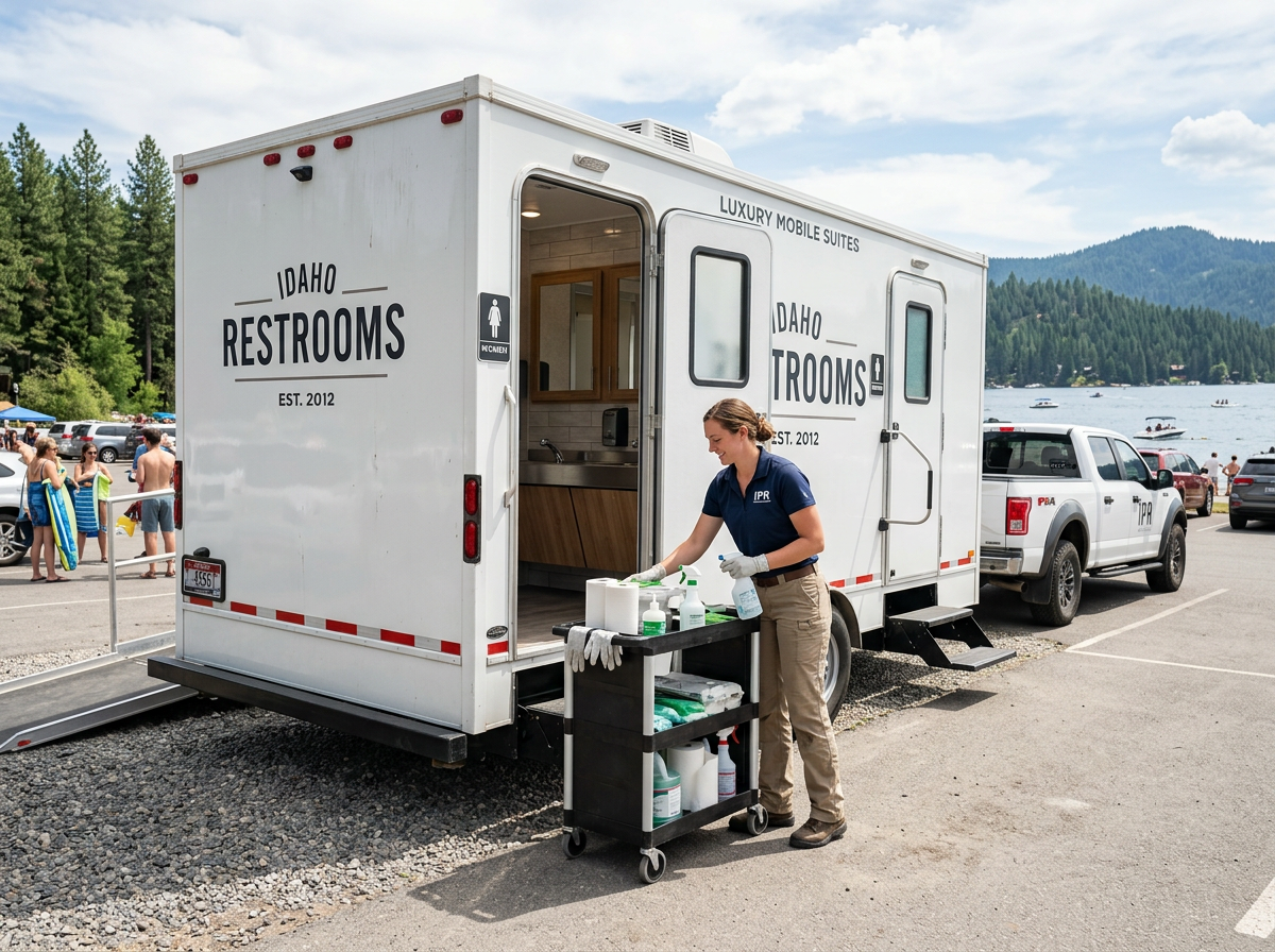 portable toilet and restroom trailer rental in Carey